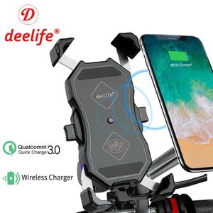 Deelife Moto X-Grip Supporto per telefono per moto Ricarica wireless Supporto per telefono per moto Supporto per cellulare per smartphone GPS