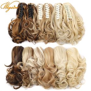 Syntetyczne peruki Wigsin krótki falisty kręcone ponytail 12inch pazur klip w włosach brązowy blond włoski na włosy