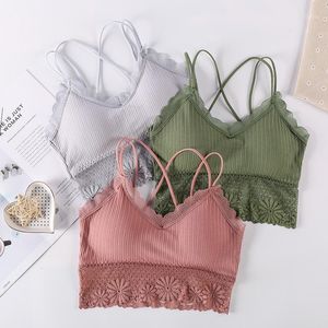 CamiSoles Tanks underwear Спорт Бюстгальтер Женщины бегущие отжимания Топы дышащие хлопчатобумажные бюстгальтеры Спорт быстрая сухое колодки Урожай топ против пота Brassiere V