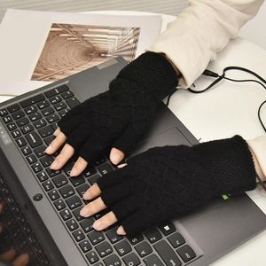 Five Fingers Gloves USB Heating Double sided Plush Power Bank Computer Electric Warm Hand Treasure Show Finger
