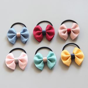 Boutique 30pcs Fashion Cute Mini Bow Tie Elastic Bands Kawaii Solid Color Bowknot Ties Princess Hair Accessories