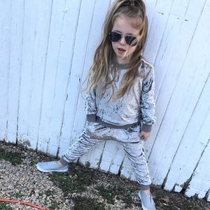 Clothing Sets Casual Kids Clothes Girl Outfits Spring Autumn Baby Gold Velvet Long Sleeve Tops+Pants Children Girls Set