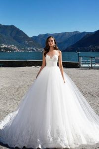 Elegantes vestidos de casamento branco vestidos de espaguete spaghetti backless macio tule verão praia boêmio vestidos nupciais