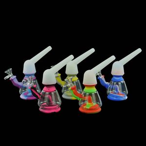 Shisha Hookh Glass Glass Bong DAB Silikonowy Wąż Joint Oil Rig Bongs Rury Wosk Palnik Wysokość 7 