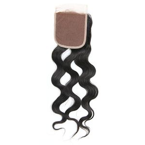 Монгольские человеческие волосы натуральные волны закрытие кружевного кружева 12-20 дюймов 4*4 швейцарские кружевные замыкания 130% наращивания волос