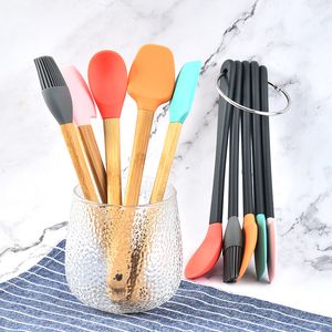 5PCS Silicone Spatula Set Heat-Resistant Non-Stick Silicone Utensils Set for Pastry Baking Kitchen Cooking Spatula Oil Brush