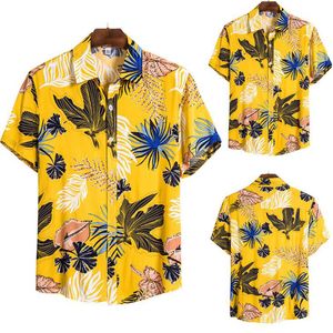 Sommar Mäns Hawaiian Shirts Funny Printed Slå ner Krage Kortärmad Casual Shirt Button Streetwear