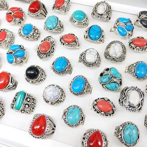 Legierung weiß schwarz rot blau Türkis Ring Mix Style Multi Design Übertriebener Mann Personalisierter Damenschmuck