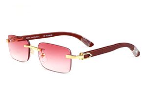 نظارة شمسية مصممة للنساء للنساء العلامة التجارية عتيقة نظارة شمسية بدون إطار للرجال النساء الذهبيات المعدنية الرجعية الإطار الجديد الأزياء النظارات الخشبية