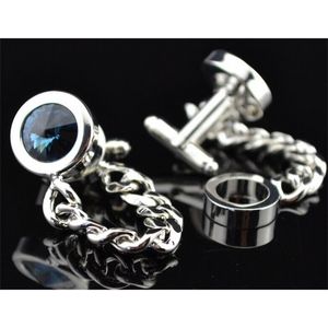 Men Novelty Cufflinks 6colors option top crystal chain design copper material cufflinks whoel&retail