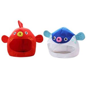 Halloween engraçado dos desenhos animados pufador peixe pelúcia chapéu de brinquedo enchido Headgear Cosplay Adereços Y21111