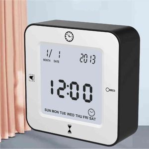 Elektroniczny stół LCD Clock Cube Digital Digital z kalendarzem ThermometerCount Down Timer Bateria Nocna w domu 211112