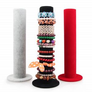 Bärbara Förvaringshållare Racks PVC Bar Velvet Täckt T-Bar Vertikal Tower Smycken Bracelet Watch Stand