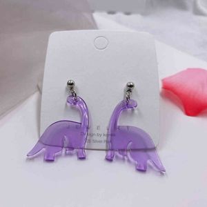 2021 New Color Cute Colorful Animal Acrylic Little Dinosaur Earrings for Girls Women Children Birthday Gift Lovely Jewelry