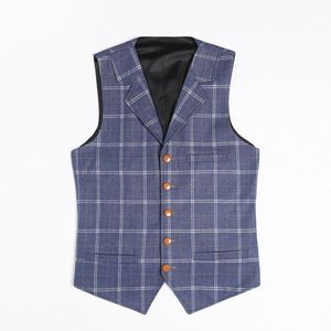 Gilet da uomo Plaid For Men Casual Singal-petto con risvolto Colletto Gentleman Slim Fit Giacca Gilet Costumi da sposo da sposa