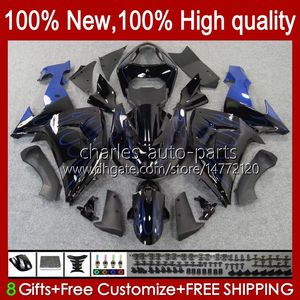 OEM påbyggnad för KAWASAKI NINJA ZX1000 ZX10R ZX1000CC 06-07 Moto Body 14No.33 ZX 10R 10 R 1000 CC 1000cc 2006 2007 ZX10R 06 07 ZX1000C 2006-2007 kåpor blå lågor