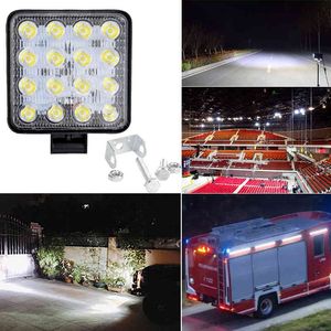 48W Bright LED Spotlight Work Light Quadrado 16 Offroad Worklight Bar Farol Lâmpadas para Trator de Caminhão SUV no carro