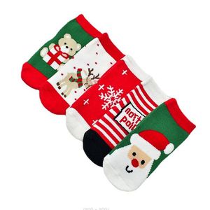 Noel Pamuklu Çorap Bebek Kış Çorap Yeni Yıl Çizgili Sıcak Zemin Tutun Kesme Anti-kaymaz Çocuk Isıtıcı Çorap GC624