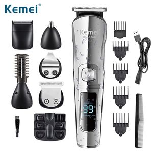 KEMEI Professional Hair Trimmer À Prova D 'Água 6 em 1 Clipper Elétrico Máquina de corte Beard Trimer Homens Corte 220216