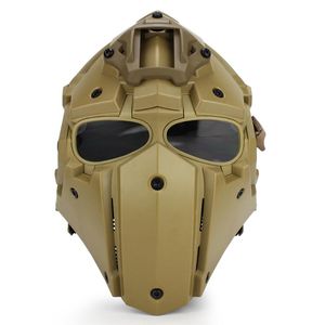 Taktik Kask Paintball Maskesi toptan satış-Bisiklet Kaskları Taktik Kask Obsidiyen Gober Terminator Maske ile Şeffaf Gözlüğü Avcılık Paintball Askeri Cosplay CS Oyunu
