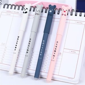 Animal rosto apagável gel caneta kawaii porco urso gato rato canetas escolar escritório artigos de papelaria suprimentos 0.35mm azul tinta preta escrita ferramentas