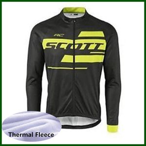 Pro Team SCOTT Cycling Jersey Mens Winter Thermal Fleece Long Sleeve Mountain Bike Shirt Road Bicycle Tops Warmer Racing Clothing Outdoor Sportswear Y21050637