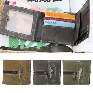 Plånböcker Mäns Pojke Punk Vintage Faux Läder Zipper Plånbok Trifold Korthållare Mini Purse