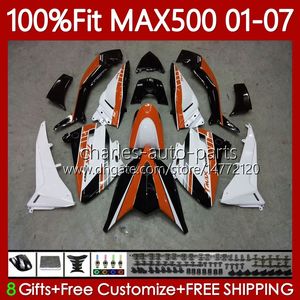 Ciało wtryskowe dla Yamaha Tmax500 MAX-500 TMAX-500 109NO.108 Tmax MAX 500 Orange White T max500 2001 2002 2003 2004 2004 2005 2006 2007 T-MAX500 01 02 03 04 05 06 07 OEM ŁwyŹnienia