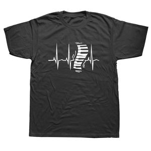 Homens camisetas Engraçado Heartbeat Piano Músico Pianista Teclado Camisetas Streetwear Manga Curta O-pescoço Harajuku Oversized T-S2939