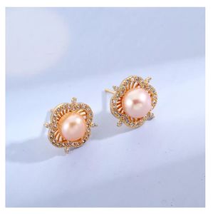 S925 Sterling Silver Hoop Girls Natural Pearl Classic Earrings Bee Flowers Butterfly Shaped Collection Ädelsten Skapat Vit Zircon Micro-S