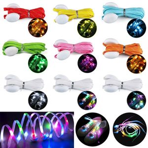 Party Decoration 1 Pair LED Luminous Shoelace Men Women Shoe Laces Glowing Safety Fluorescent Shoeslace Shoestring Lighting With Flashing