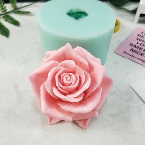 3D linda flor rosa molde de silicone buquê de rosas sabonete s argila vela de chocolate gipsum 210721