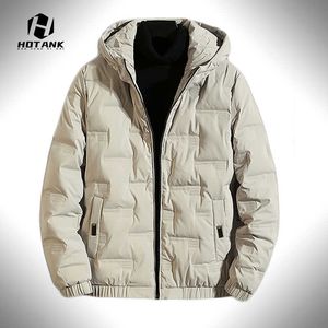 冬の暖かい白いアヒルダウンジャケット男性ファッションパーカーソリッドカラー厚いコートメンズフード付きカジュアルパーカープラスサイズ5xl 211015