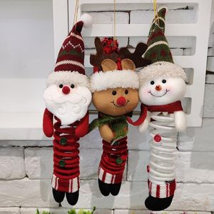 2021 Ozdoby świąteczne Swing Spring Foot Doll Santa Claus Snowman Elk Plush Lalka Wisiorek Xmas Prezent Fidget Zabawki