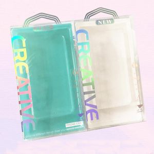 Branco Clear PVC Blister Phone Caixa de Embalagem de Caso com papelão verde para iphone 4,7 a 6,9 polegada Caso de couro de couro de volta