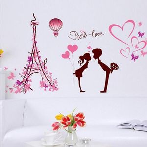 Wholesale tower rooms for sale - Group buy Wall Stickers Romantic Paris Love Couple Eiffele Tower PVC For Kids Rooms Home Decals Living Room Bedroom Decoration Poster