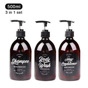 3 in 1 Set Bathroom Soap Dispenser 500ml Shampoo Body Wash Hair Conditioner Bottle Plastic Storage Bottle Press Pump Sub bottle 211130