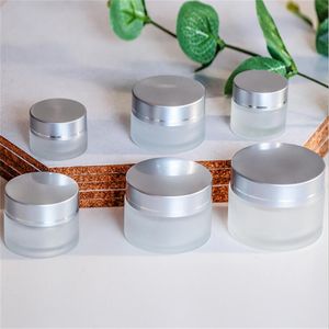 5g 10g 15g 20g 30g 50g Frosted Glass Bottle Clear Face Cream Cosmetic Jar Portable Sample Bottles Storage Travel Packaging Container