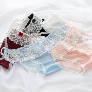 Panties Girl's Underwear Cute Lace Low Waist Briefs Seamless Soft Mesh Underpants Girl