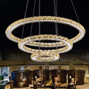 Modern ljuskrona LED Crystal Ring Light Fixture Suspension Lumiere Lighting Circles lamp ljuskronor