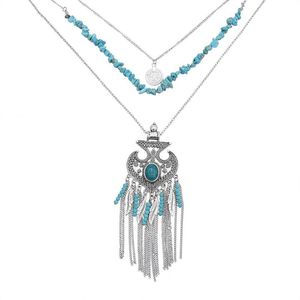 Wholesale turquoise beaded jewelry for sale - Group buy Fashion Bohemian Retro Long Turquoises Coin Rice Beads For Women Tassel Leaf Shape Pendant Necklace Party Jewelry Necklaces