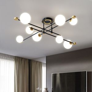 Nowoczesne LED Sufit Lights Minimalistyczny Długie Ramię Nordic Szkło Molekularne Restauracja Dekoracje Kuchnia Living Decor Wiszące Lampy