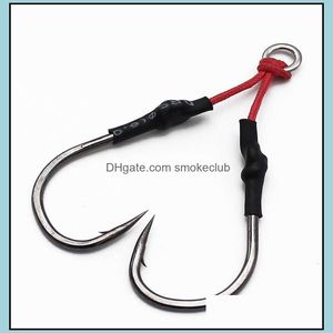 Esportes outdoors1pcs auxiliar gancho de pesca dupla para a linha de nylon com tubo de pe 1 / 0-10 / 0 # alta cordas de aço carbono fishhook todas as posições ganchos d