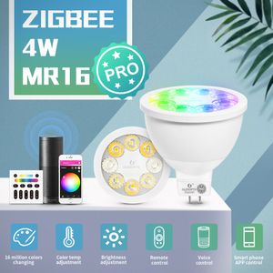 Gledopto Smart ZigBee 3.0 4W RGBCCT MR16 스포트 라이트 PRO 전구 25도 빔 각도 ALEXA 에코 플러스 앱 / 음성 / RF 제어