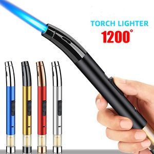 Windproof Long Strip Kitchen Cooking Torch Lighters Metal Gas Butane Lighter Jet Spray Gun Cigar Cigarette Lighter BBQ Welding Igniter Gadgets