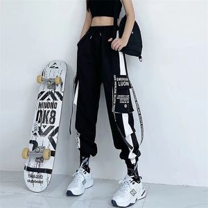 여성화물 바지 높은 허리 느슨한 스포츠 바지 Streetwear 의류 ​​플러스 사이즈 캐주얼 바지 고품질 탄성 허리 하단 211112