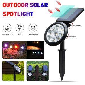 Solar Garden Light Spot Outdoor 9 LED Lawn Landscape Path Wall Lamp Waterproof for Home Wedding