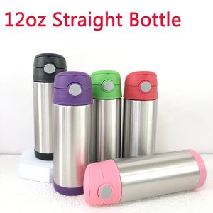 12oz Straight Sippy Cup Stainless Steel Flip Top Bottle Vacuum Insulated Drinking Tumbler Spill Proof Children Milk Cup