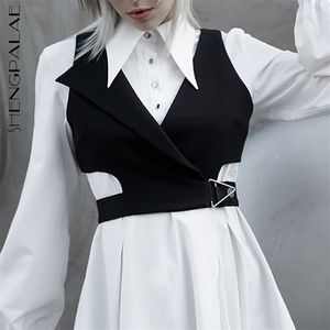 streetwear minimalist waistcoat women's spring Lapel simple sleeveless cardigan vest trendy female 5B603 210427