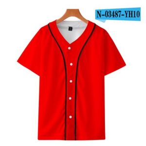 Custom Baseball Jersey Mens Knappar Homme T-shirts 3D Tryckkjorta Streetwear Tees T Shirts Hip Hop Kläder Fram och bak Skriv ut 060